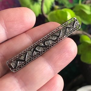 Antique art deco Fishson Sterling silver stone bar brooch